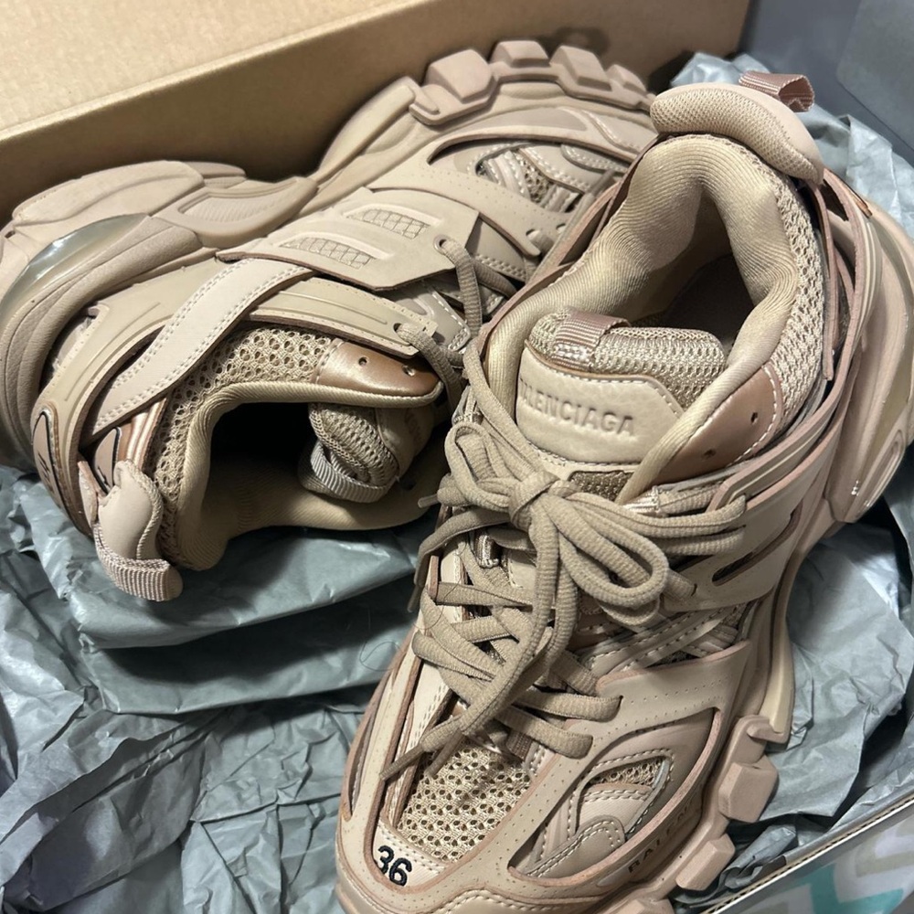 Balenciaga WOMENS TRACK SNEAKER SOLE IN BEIGE - Picture 2 of 5